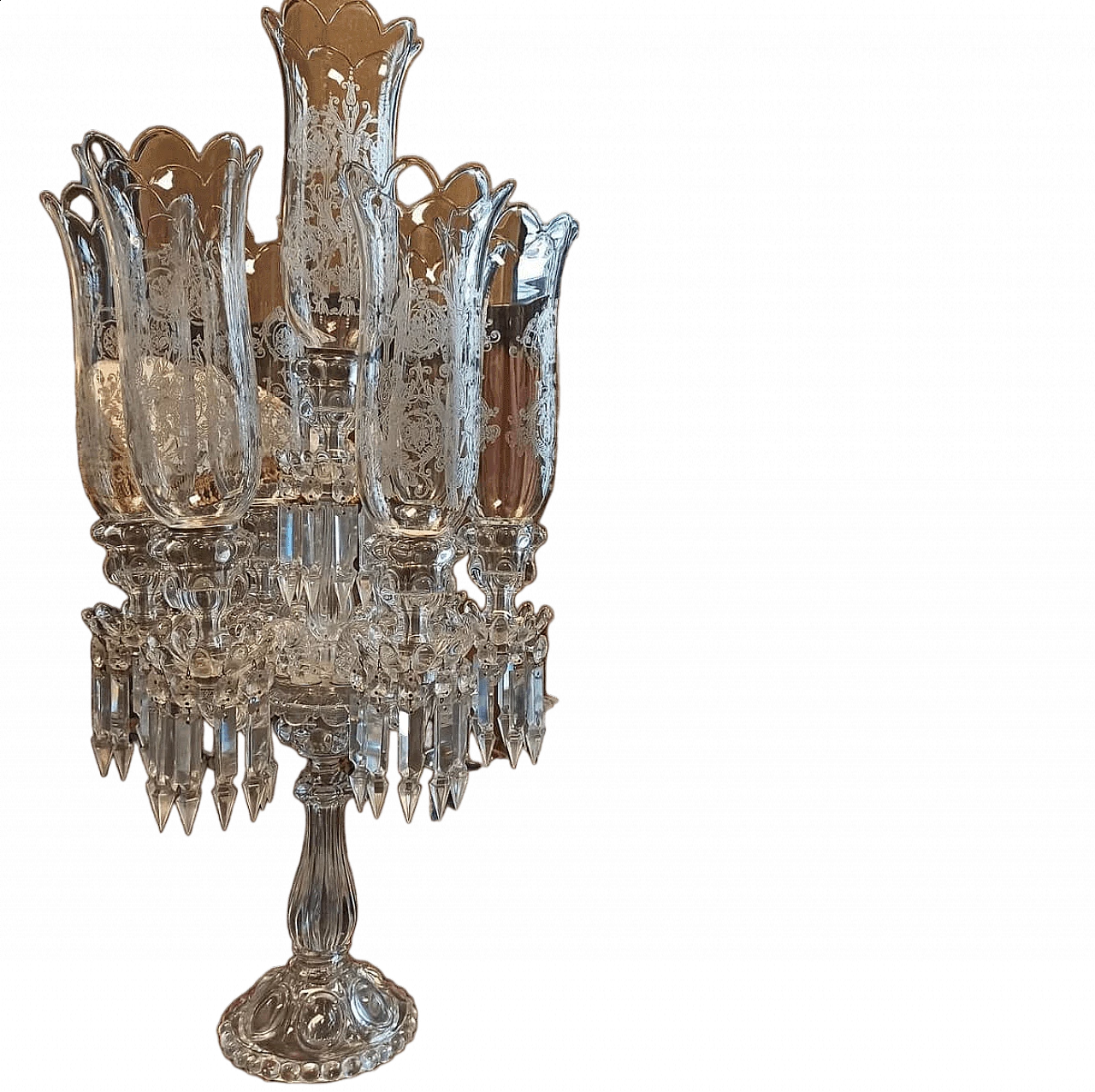 Seven-light crystal Baccarat, 1940s 8