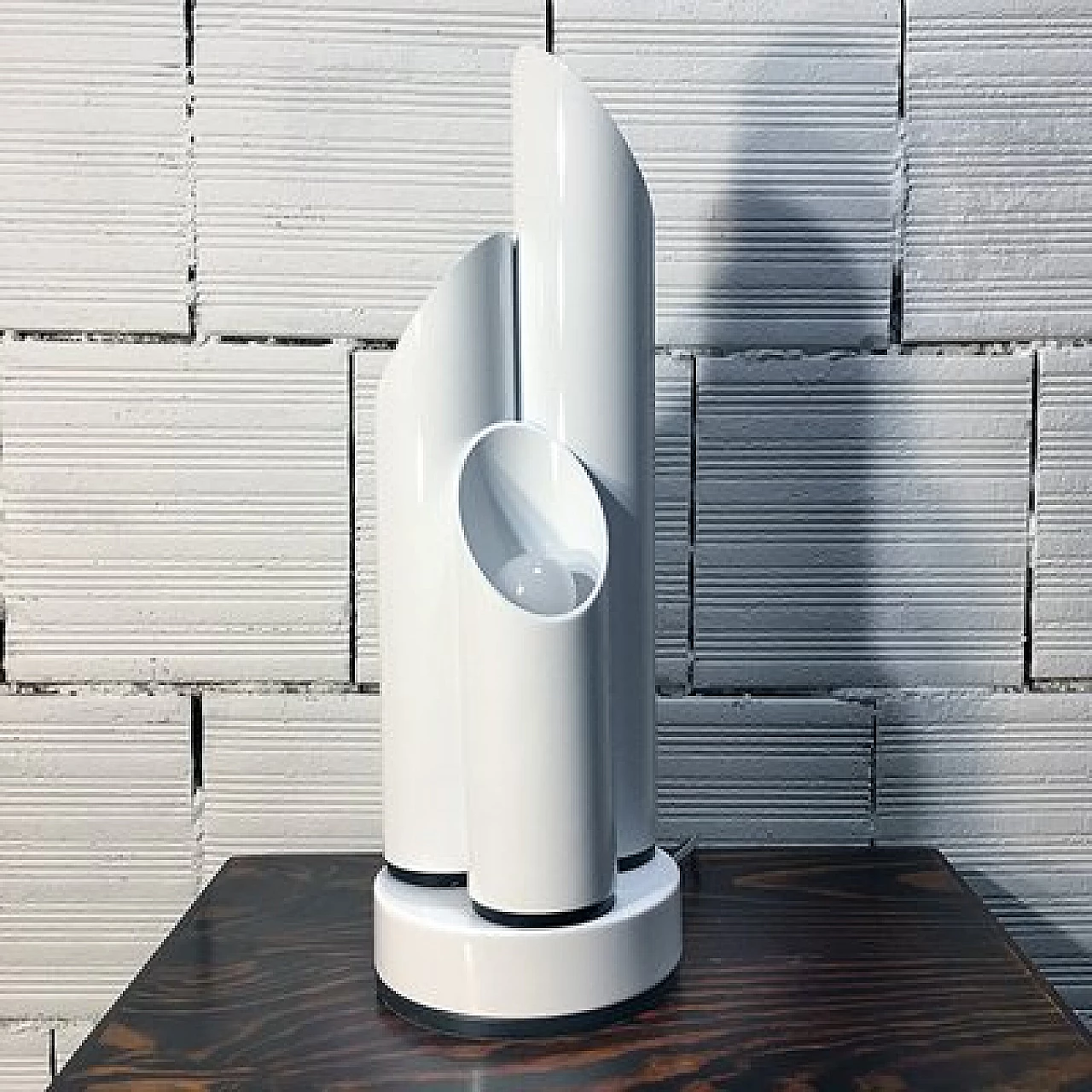 Space Age three-light white metal table lamp, 1960s 3