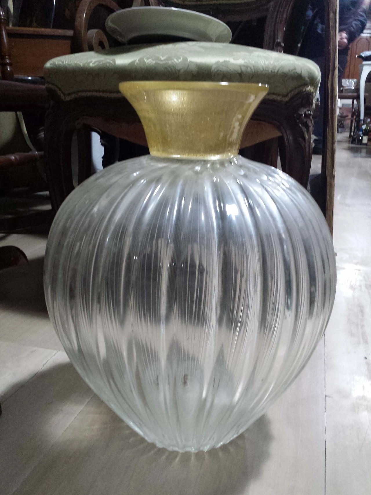 Ribbed opaline glass vase by Archimede Seguso, 1950s 1