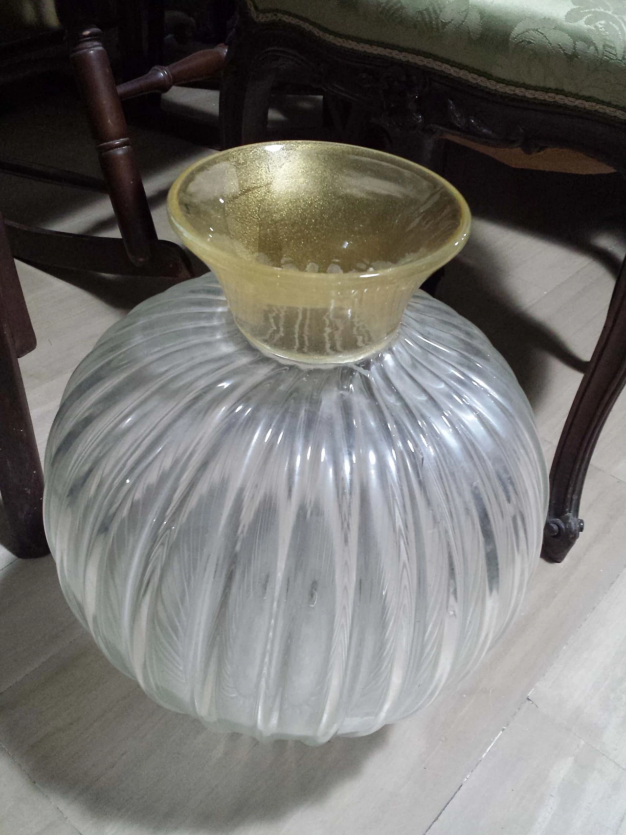 Ribbed opaline glass vase by Archimede Seguso, 1950s 8