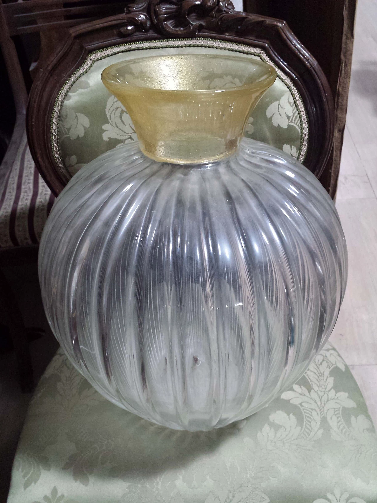 Ribbed opaline glass vase by Archimede Seguso, 1950s 10