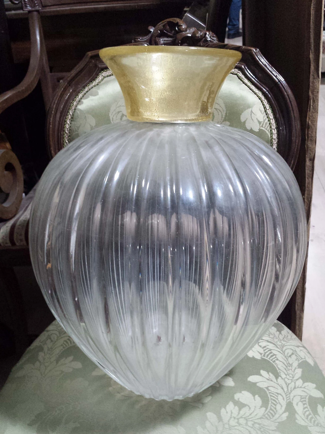 Ribbed opaline glass vase by Archimede Seguso, 1950s 12