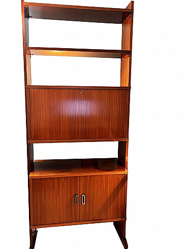 Libreria vintage in teak con dettagli neri, 1960