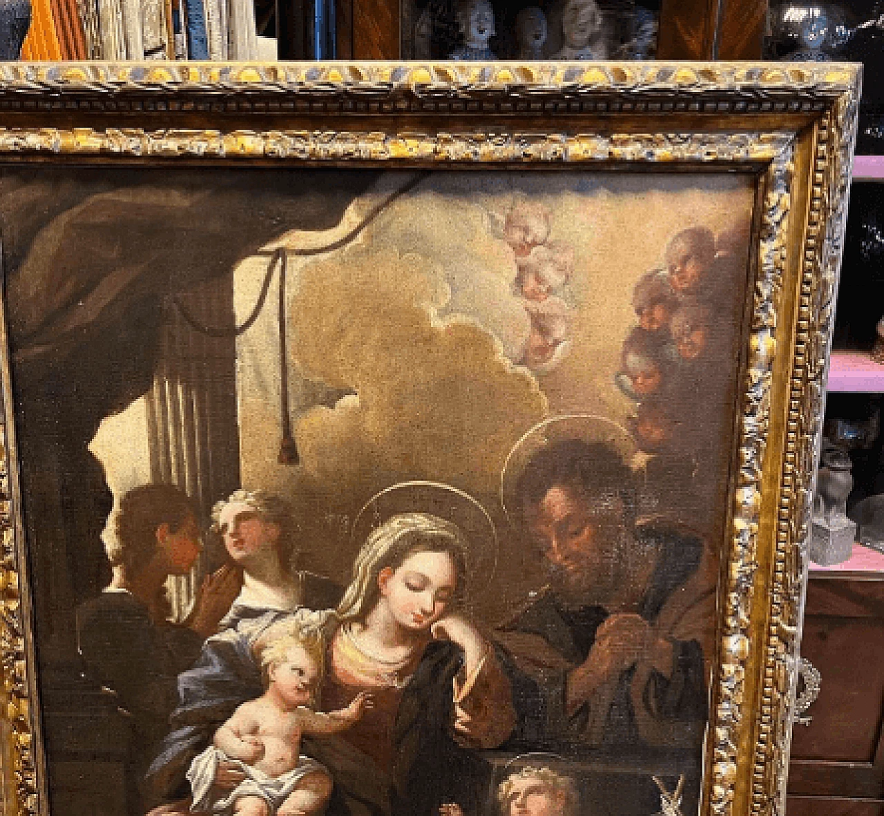 Holy Family with young Saint John, oil painting on canvas 4