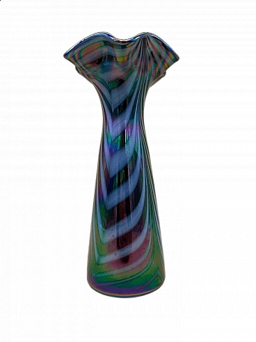 Iridescent glass vase with streaks, early 1900s