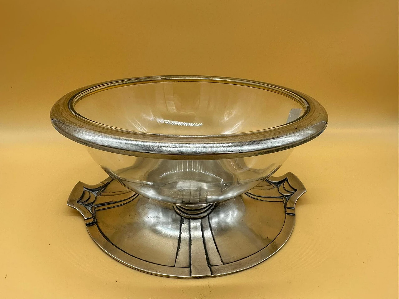 Art Deco glass and metal ice bucket by Gallia, early 1900s 1