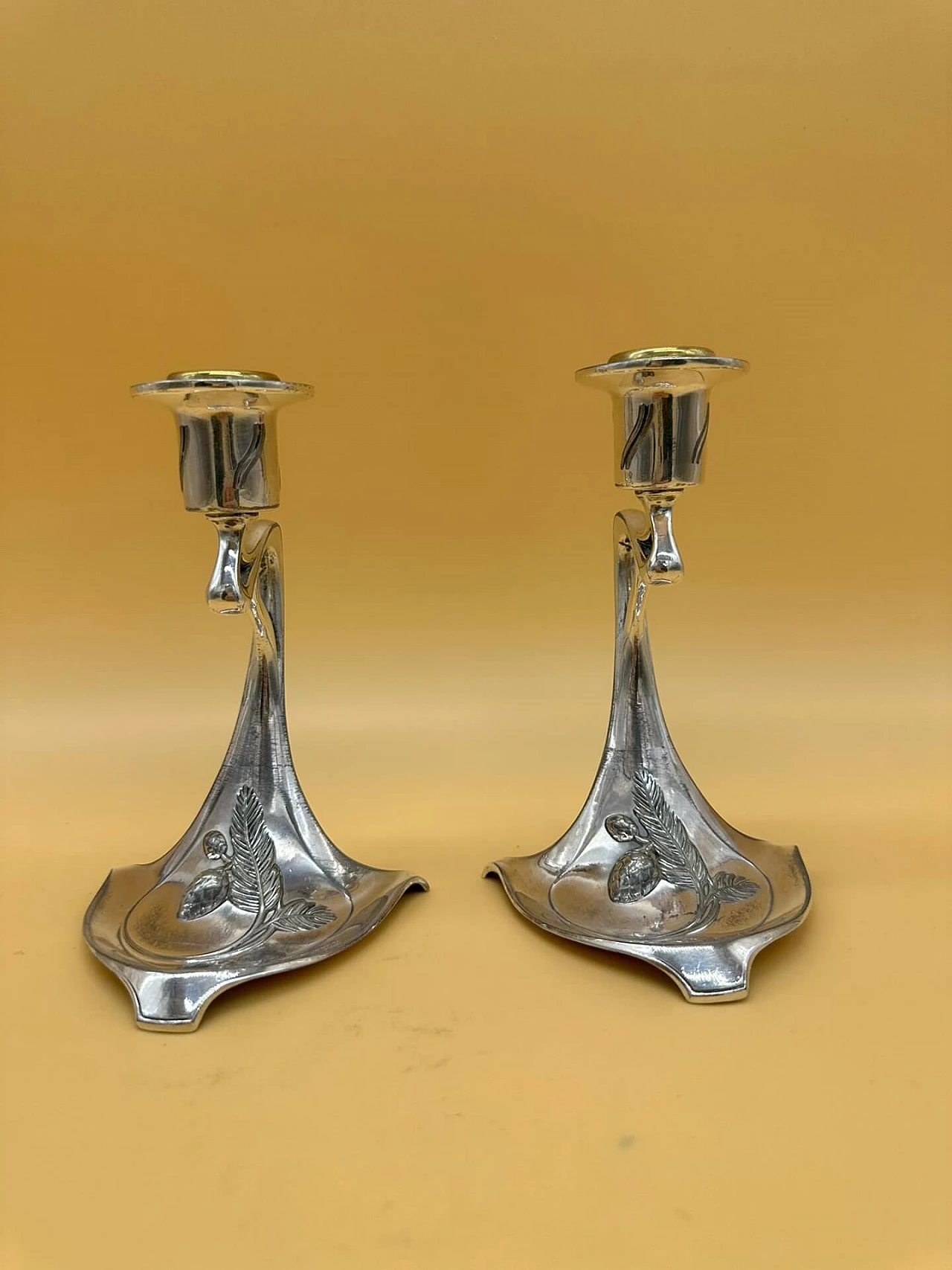 Couple of pine cone leaf candlesticks from WMF 1