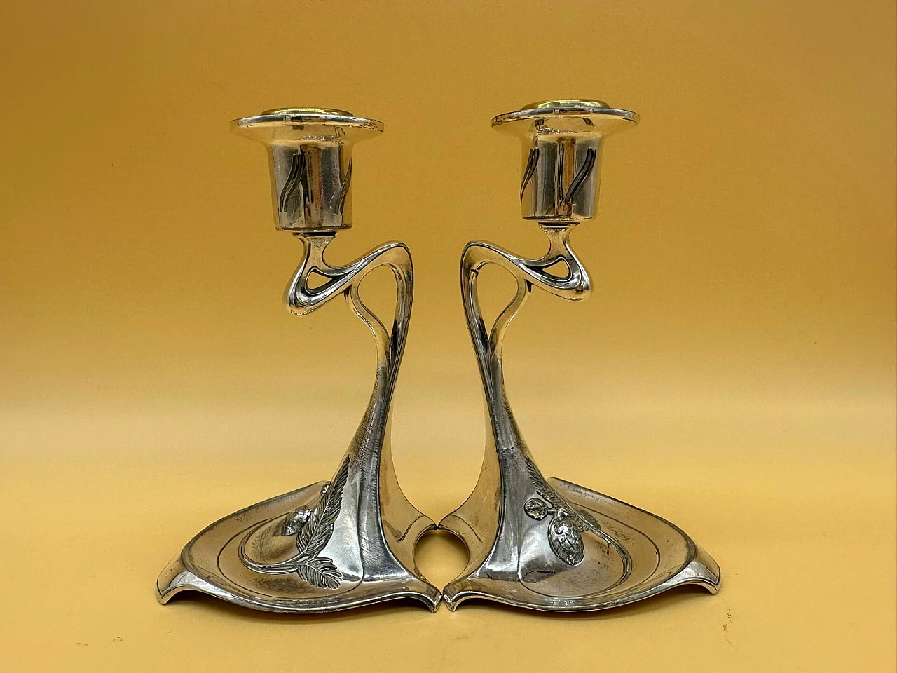 Couple of pine cone leaf candlesticks from WMF 3