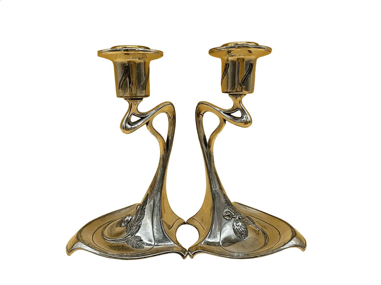 Couple of pine cone leaf candlesticks from WMF 4