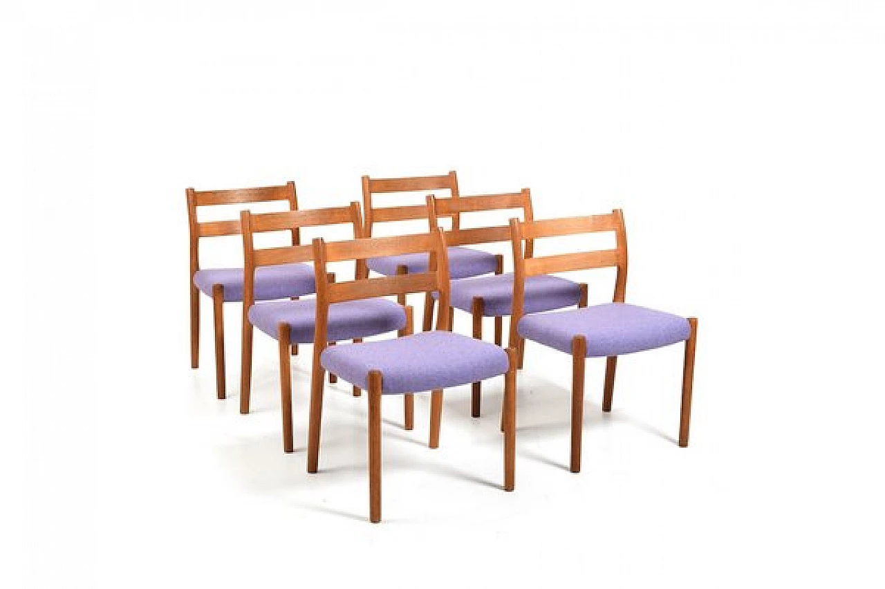 6 Solid oak 84 chairs by Niels Otto Møller for JL Møllers, 1960s 2