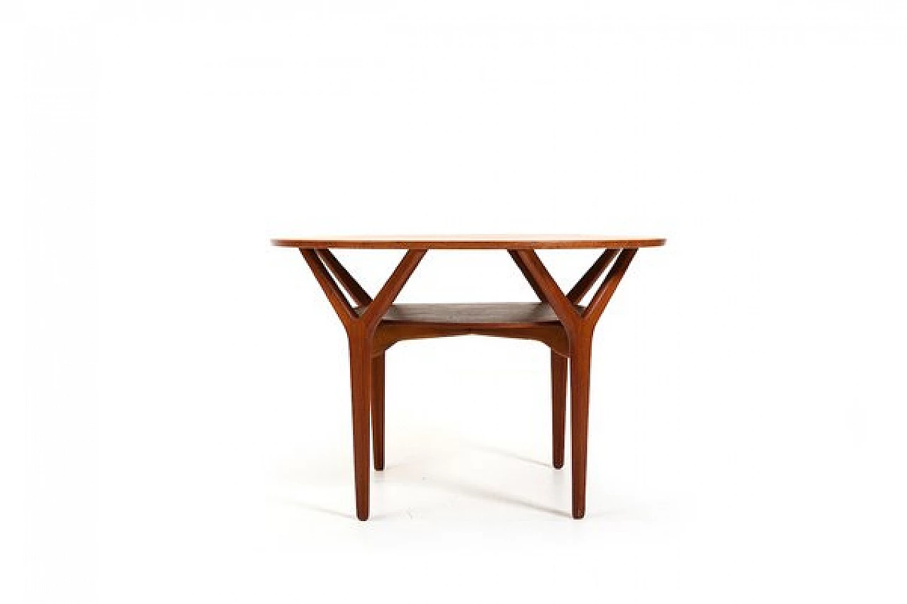 Round teak sofa table by Arne Vodder for Vamo Sønderborg, 1960s 3