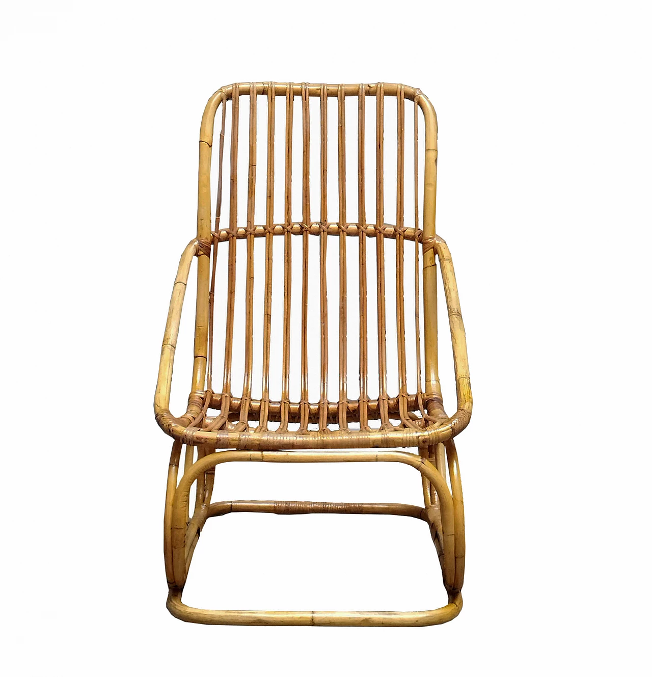 Rattan armchair attributed to Tito Agnoli, 1960s 2