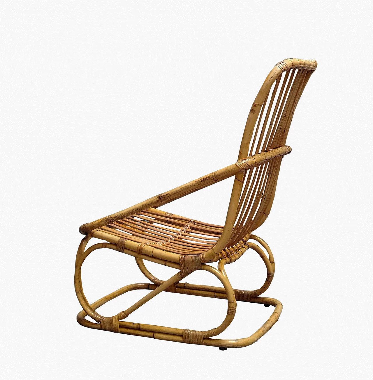 Rattan armchair attributed to Tito Agnoli, 1960s 4