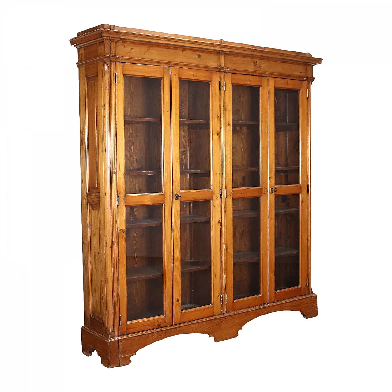 Spruce bookcase with glass doors, 19th century 1