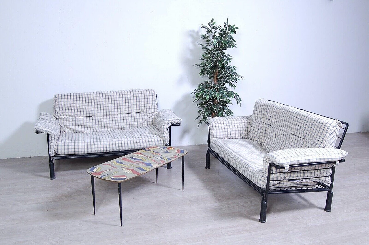 Pair of Hans sofas with iron frame by Enrico Baleri for Alias, 1980s 1