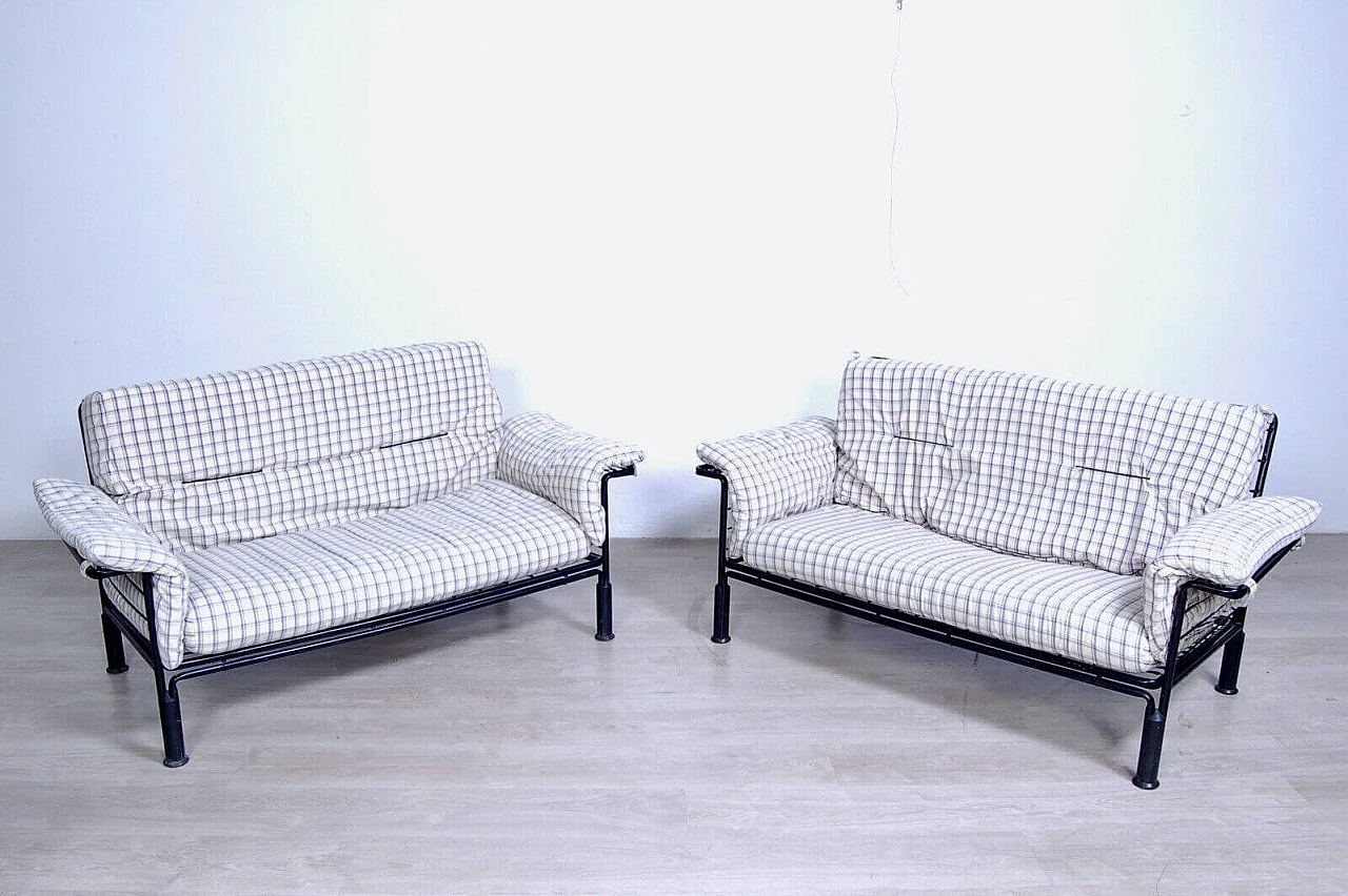 Pair of Hans sofas with iron frame by Enrico Baleri for Alias, 1980s 2