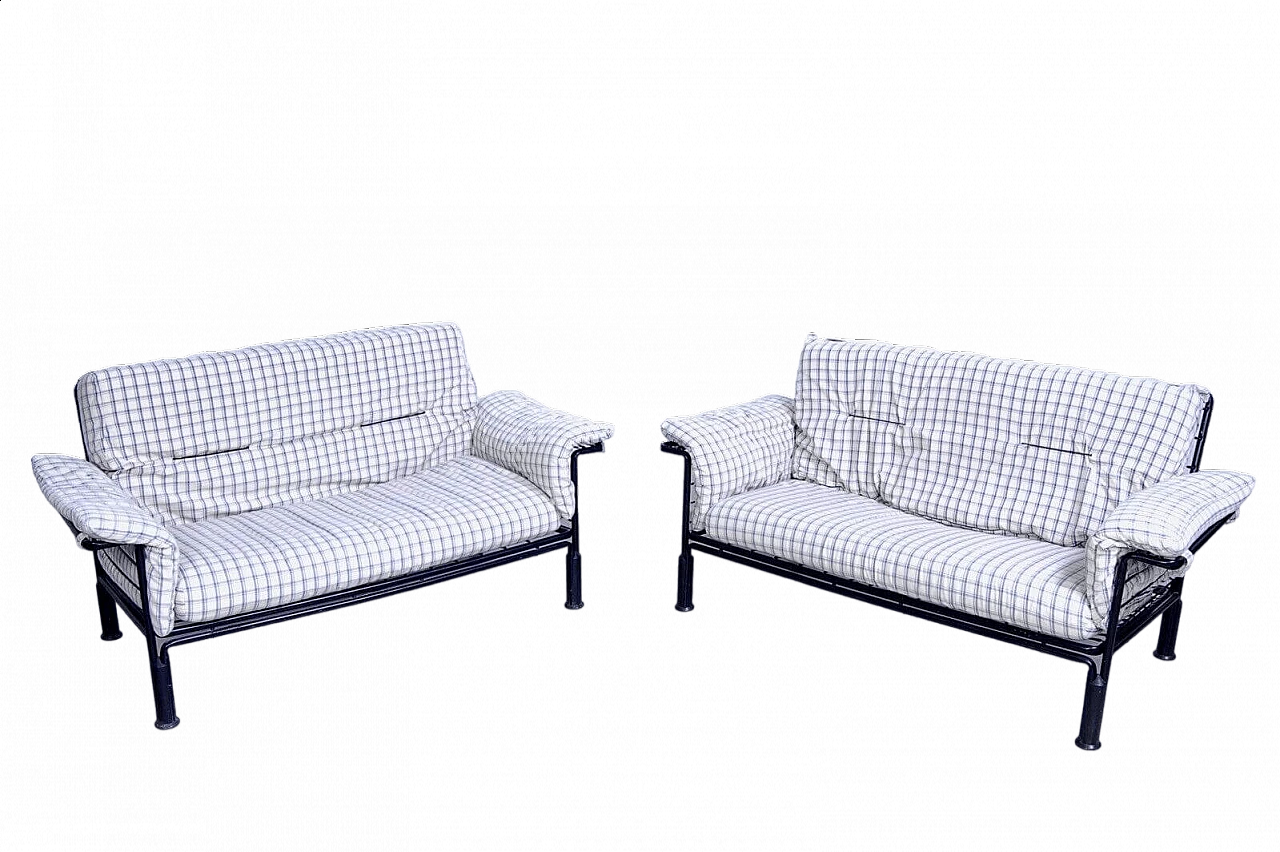 Pair of Hans sofas with iron frame by Enrico Baleri for Alias, 1980s 13