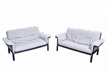 Pair of Hans sofas with iron frame by Enrico Baleri for Alias, 1980s