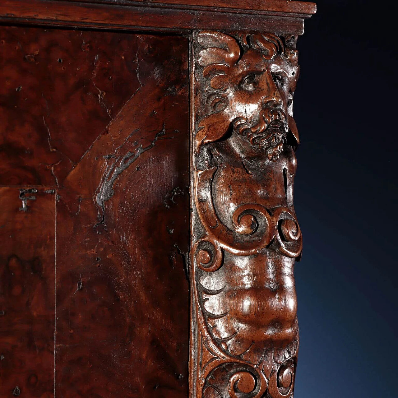 Tuscan Baroque cabinet in walnut root, 1500s 6