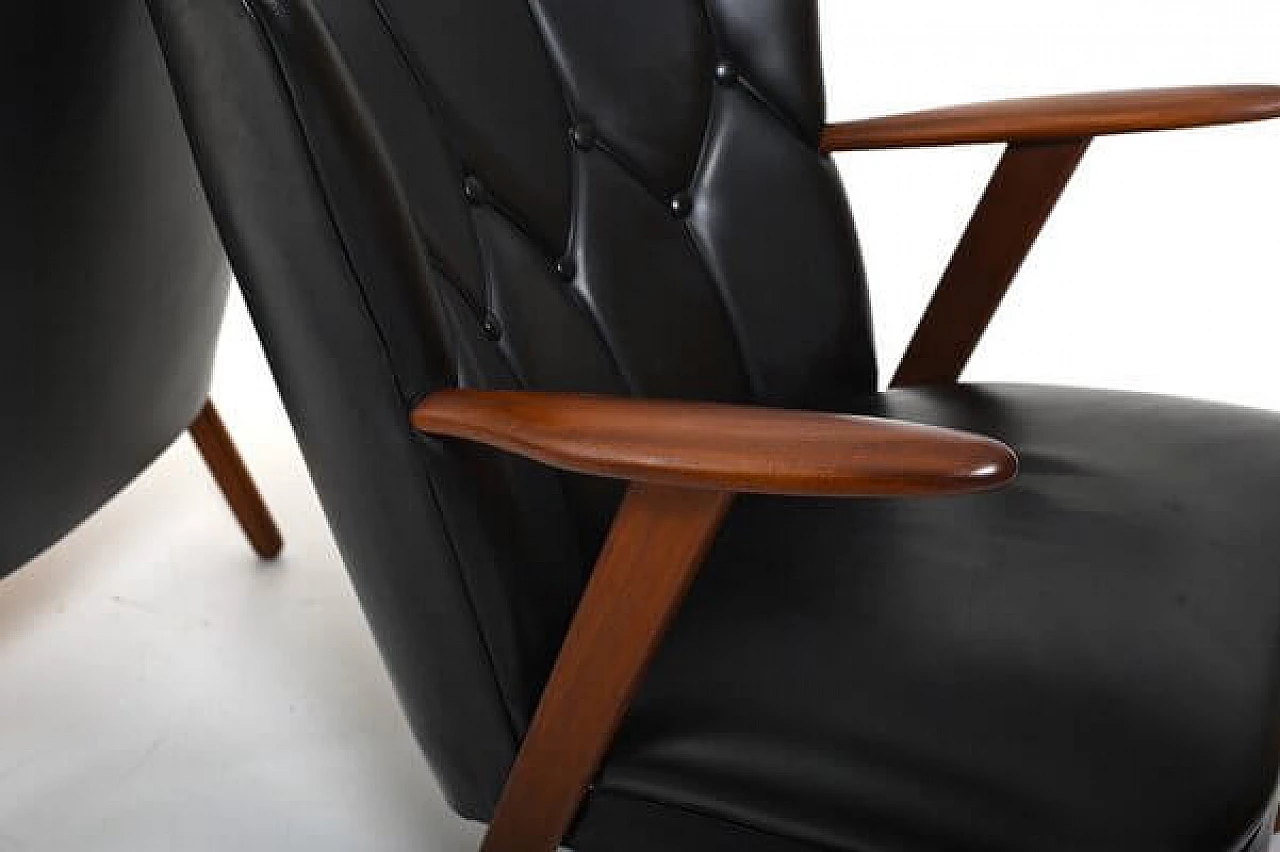 Pair of teak and leatherette armchairs in the style of Svend Åge Madsen, 1950s 5