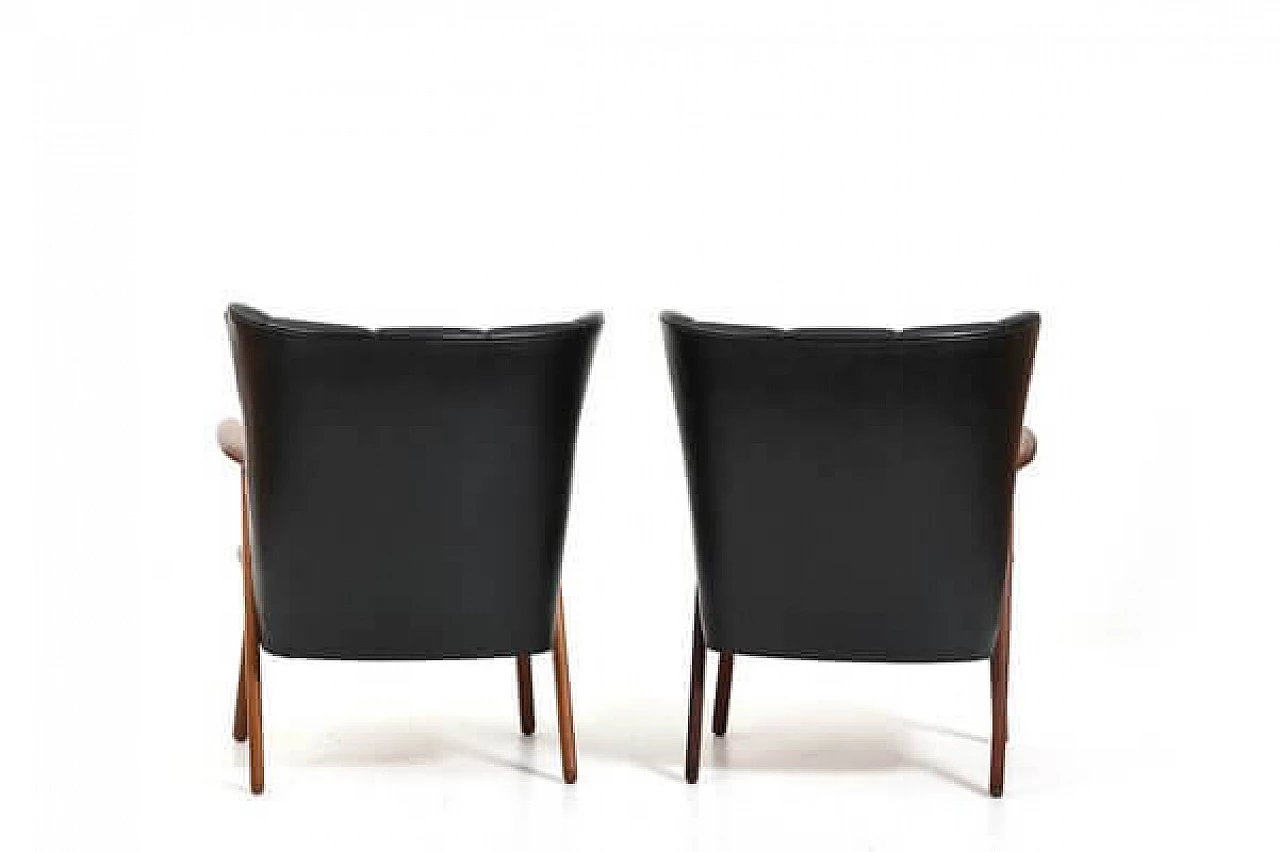 Pair of teak and leatherette armchairs in the style of Svend Åge Madsen, 1950s 9