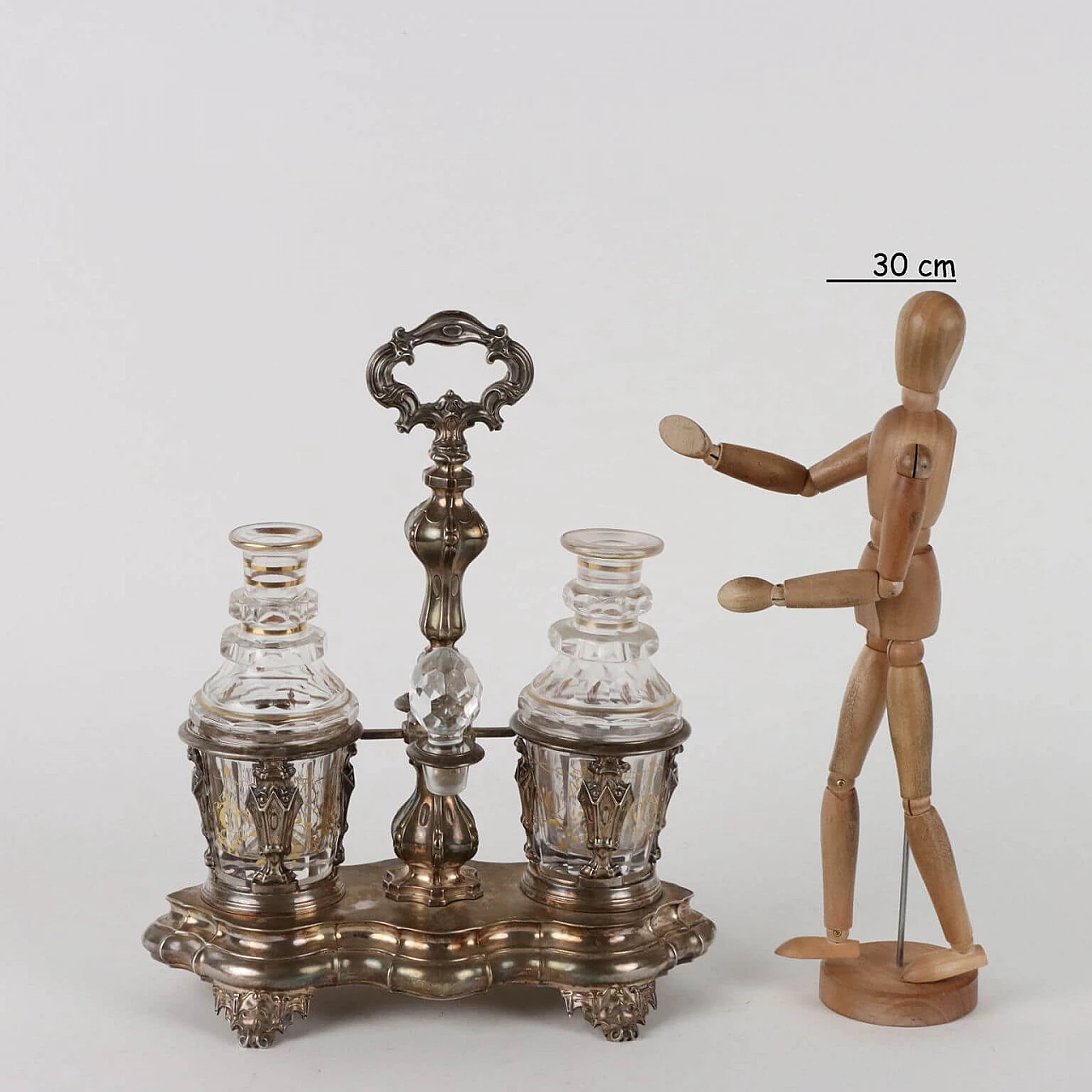 French silver and glass oil cruet with gilded decoration, mid-19th century 2