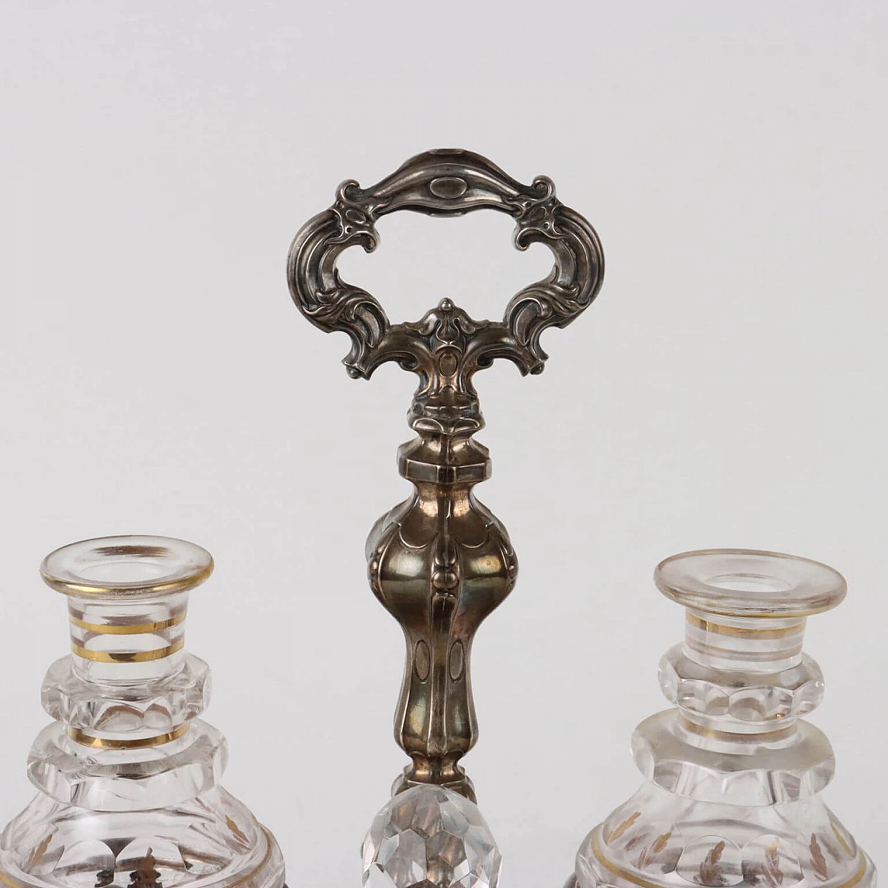 French silver and glass oil cruet with gilded decoration, mid-19th century 3