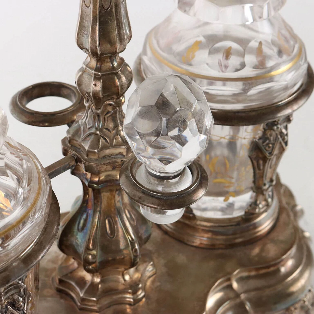 French silver and glass oil cruet with gilded decoration, mid-19th century 4