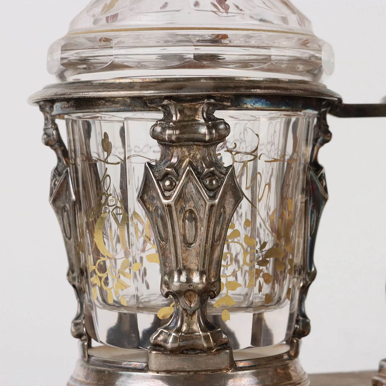 French silver and glass oil cruet with gilded decoration, mid-19th century 5