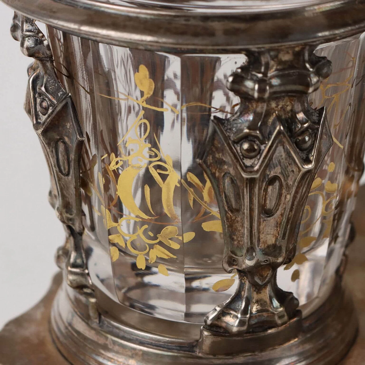 French silver and glass oil cruet with gilded decoration, mid-19th century 6