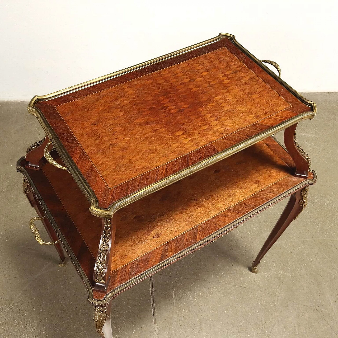 Napoleon III double-shelf coffee table with tray, late 19th century 5