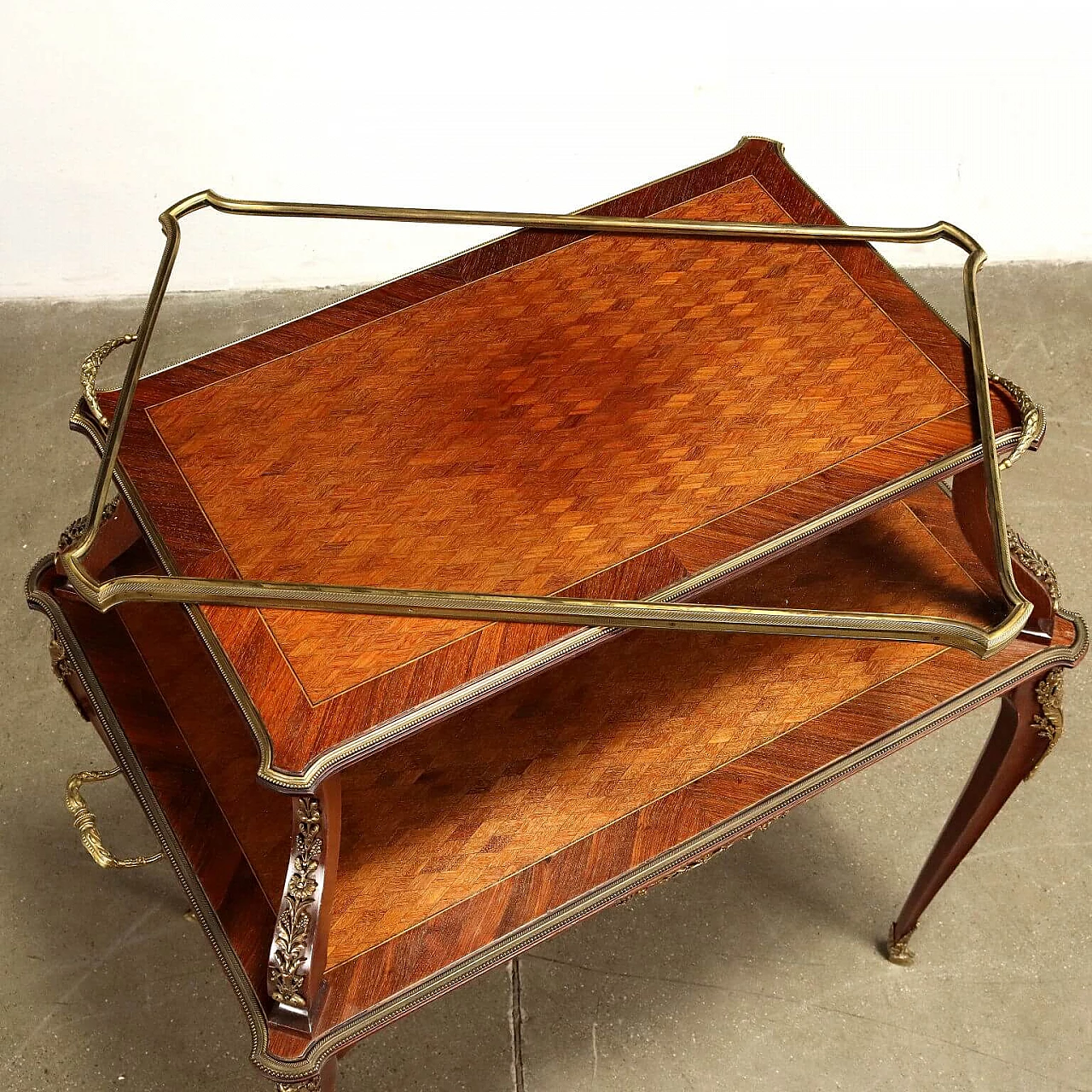 Napoleon III double-shelf coffee table with tray, late 19th century 7