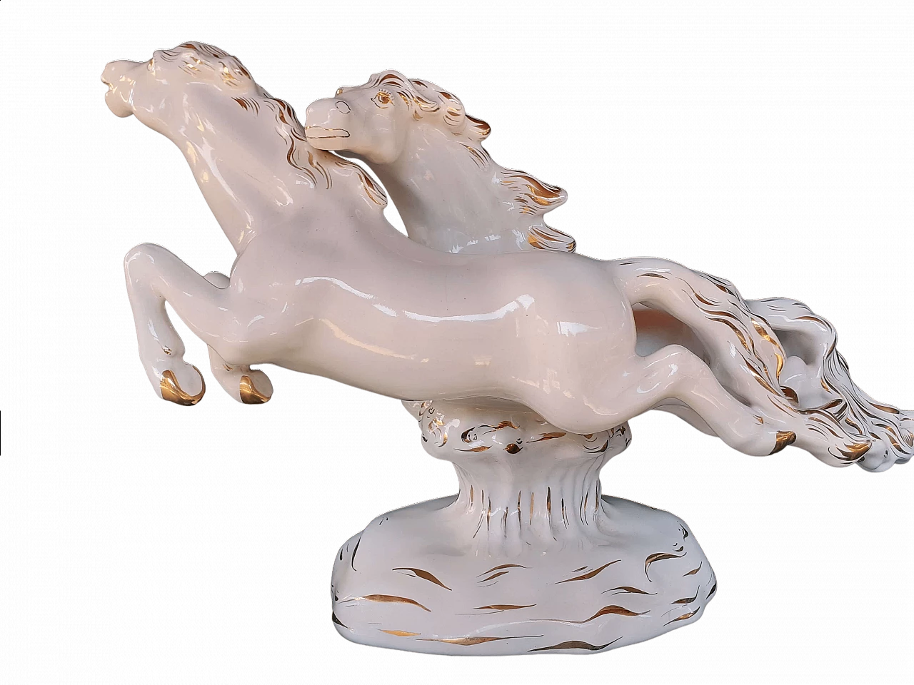 Ceramic sculpture with pair of horses by Cemas, 1940s 50