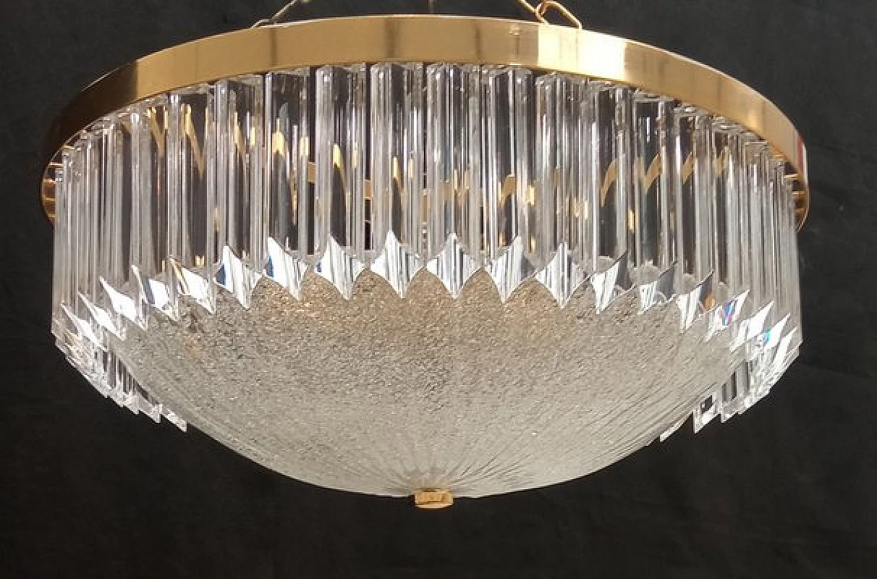 Murano glass ceiling lamp with gilded metal frame, 1990s 1