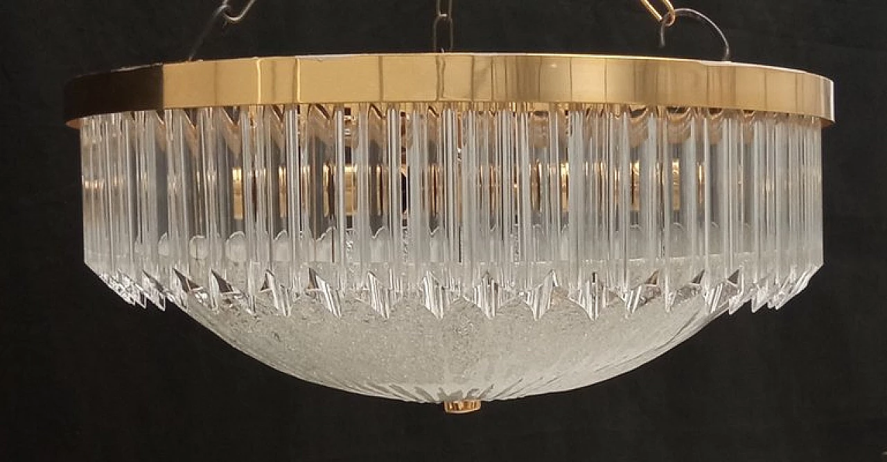 Murano glass ceiling lamp with gilded metal frame, 1990s 2