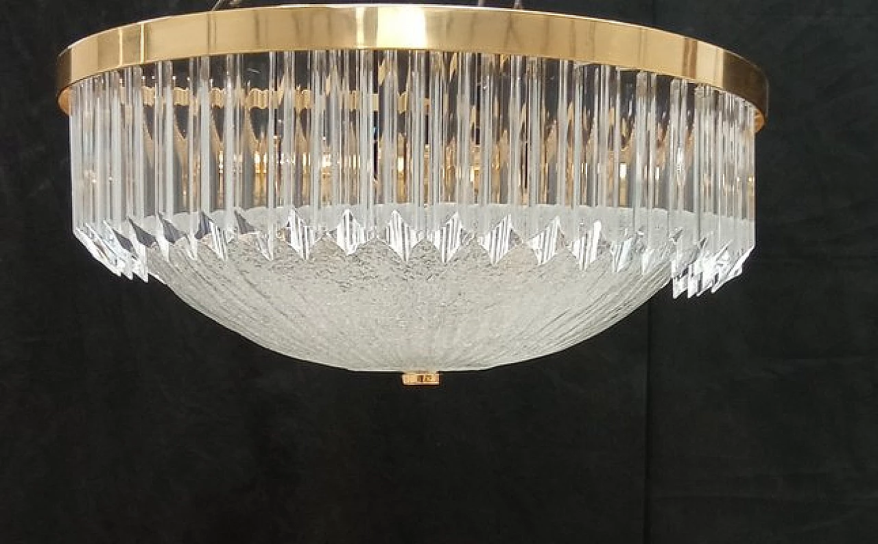 Murano glass ceiling lamp with gilded metal frame, 1990s 7