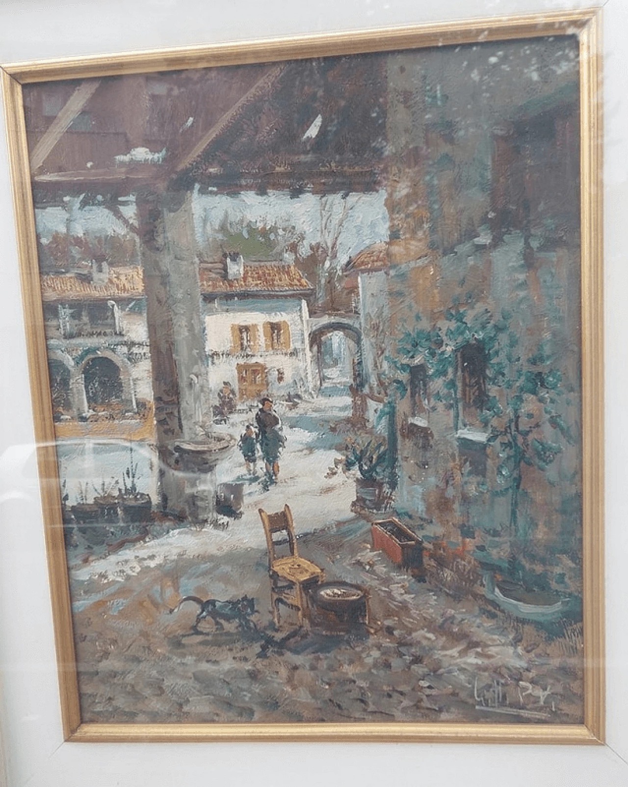 Pietro Virgilio Lietti, scorcio di cortile, dipinto a olio su tela 1