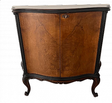 Chippendale-style bar cabinet with mirrored interior, 1940s