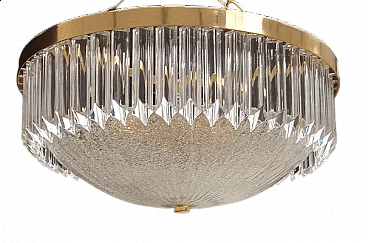 Murano glass ceiling lamp with gilded metal frame, 1990s