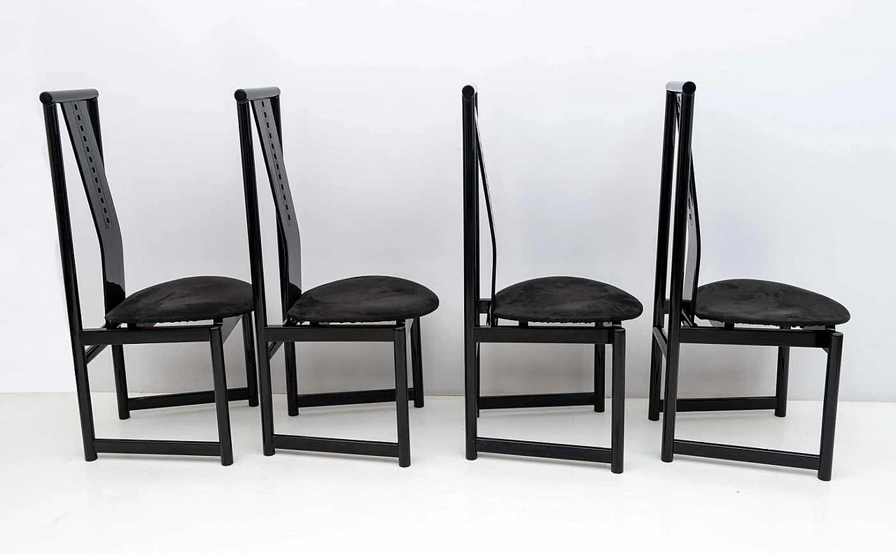 4 High-backed black lacquered Mackintosh-style chairs, 1979 3