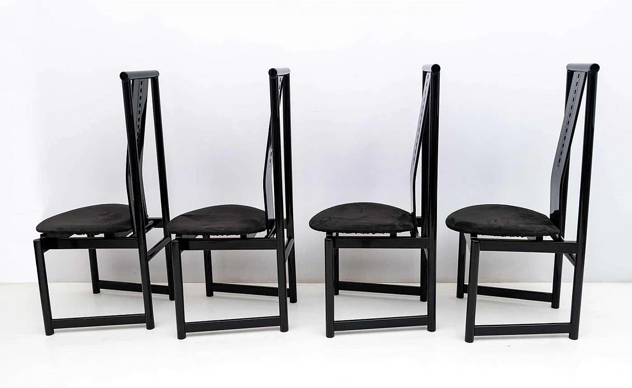 4 High-backed black lacquered Mackintosh-style chairs, 1979 5