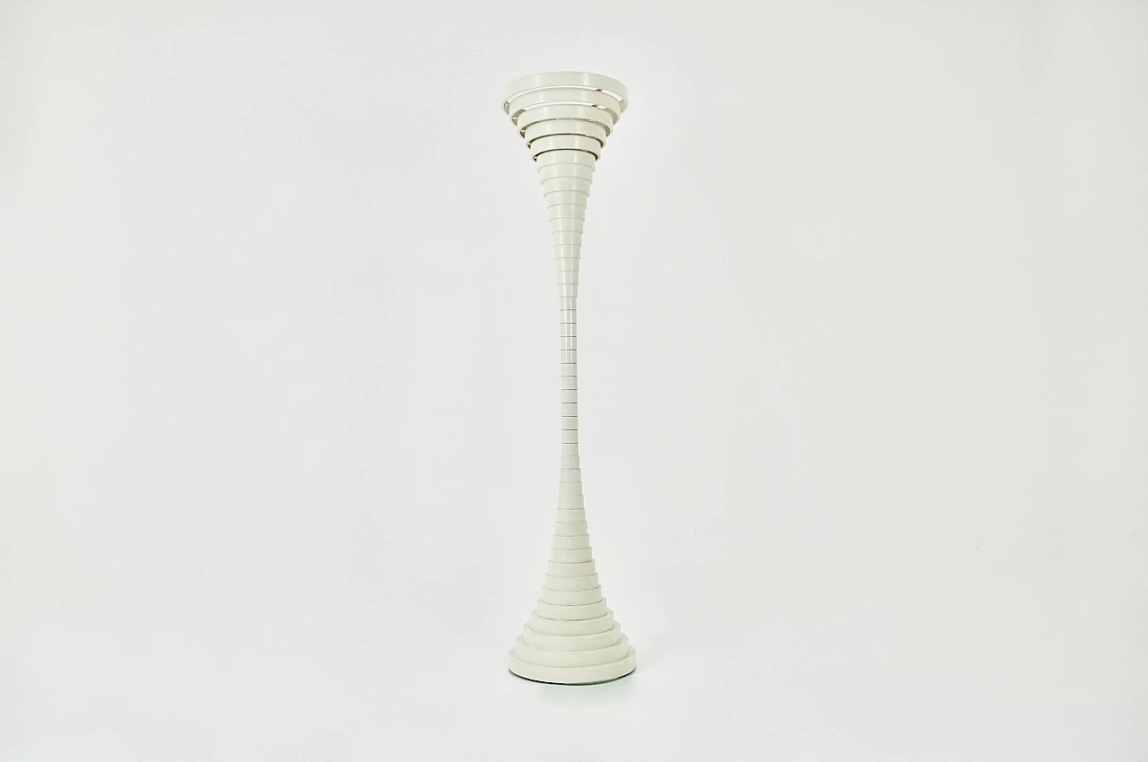 Helga creamy white wooden floor lamp by Sivio Bilancione, 1960s 1