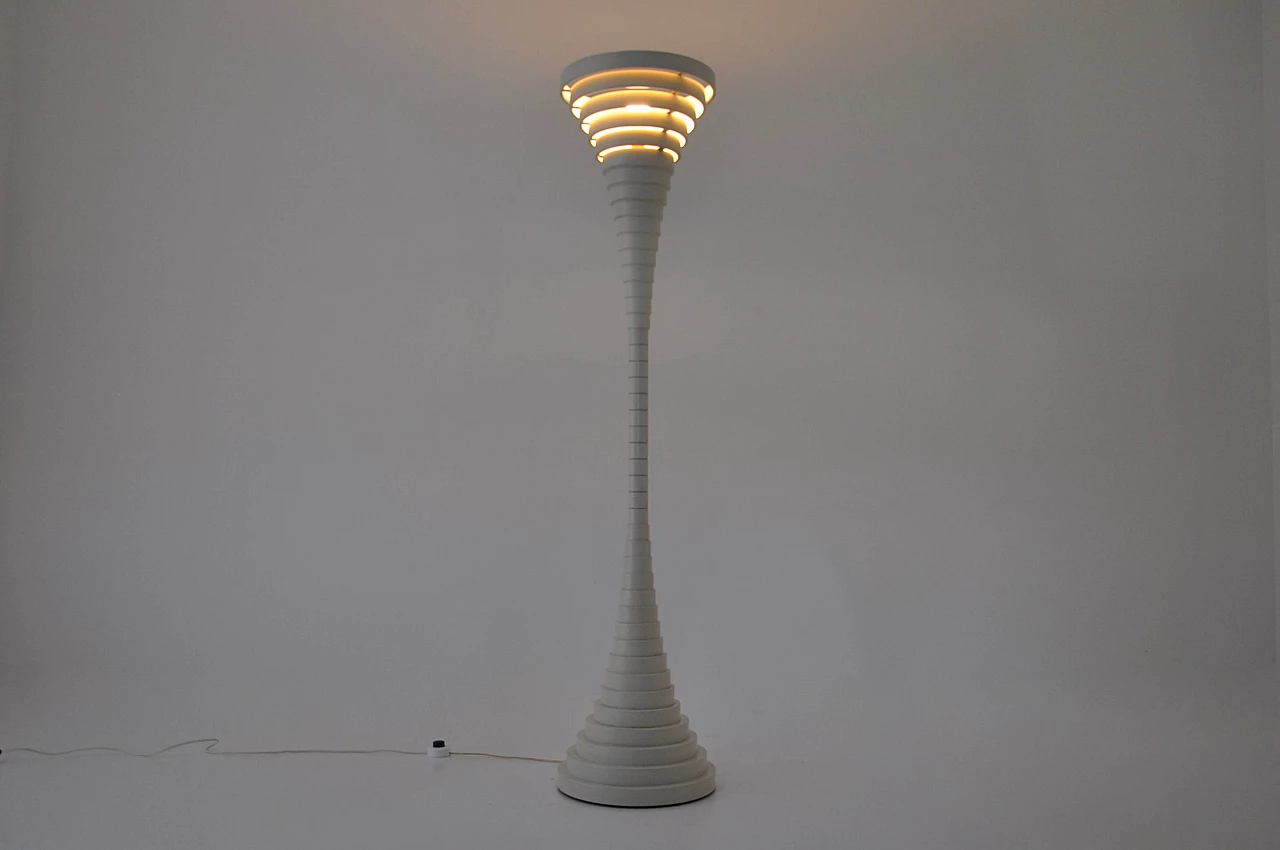 Helga creamy white wooden floor lamp by Sivio Bilancione, 1960s 2