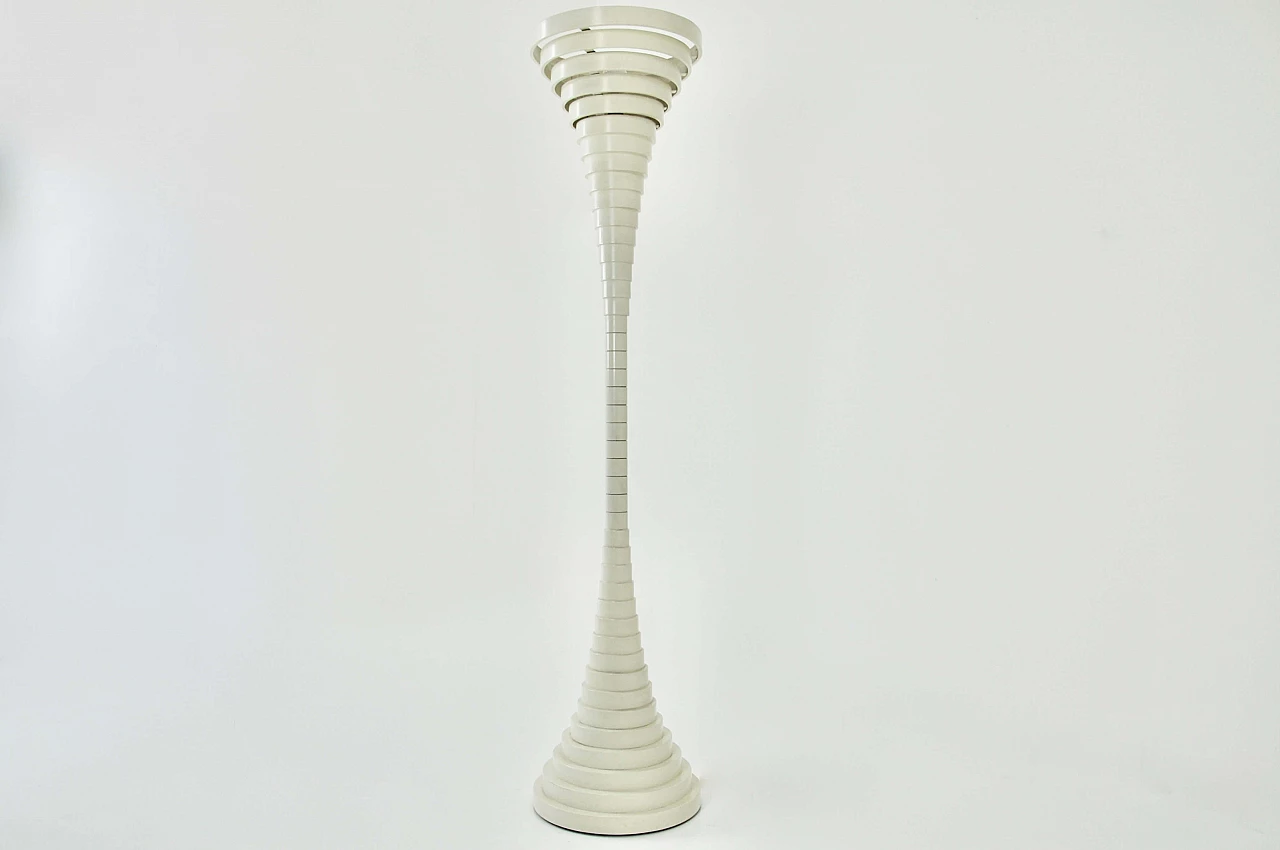 Helga creamy white wooden floor lamp by Sivio Bilancione, 1960s 3