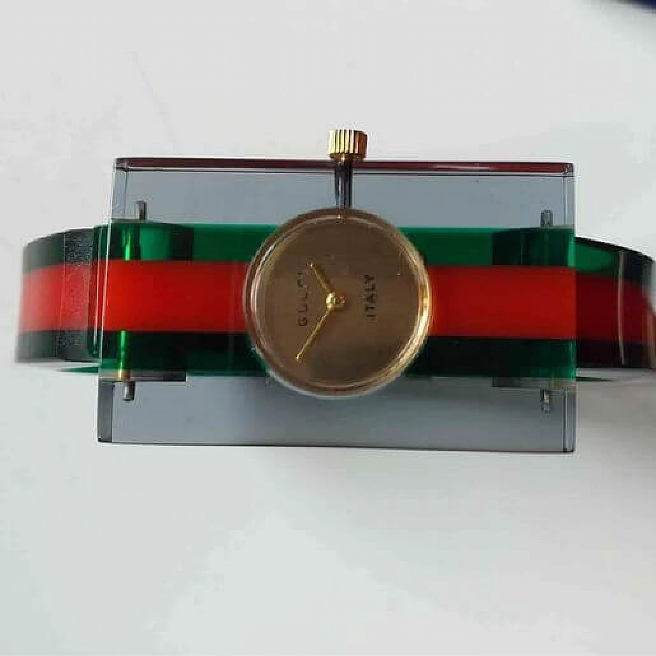 Plexiglass wrist watch by Gucci 1970s intOndo