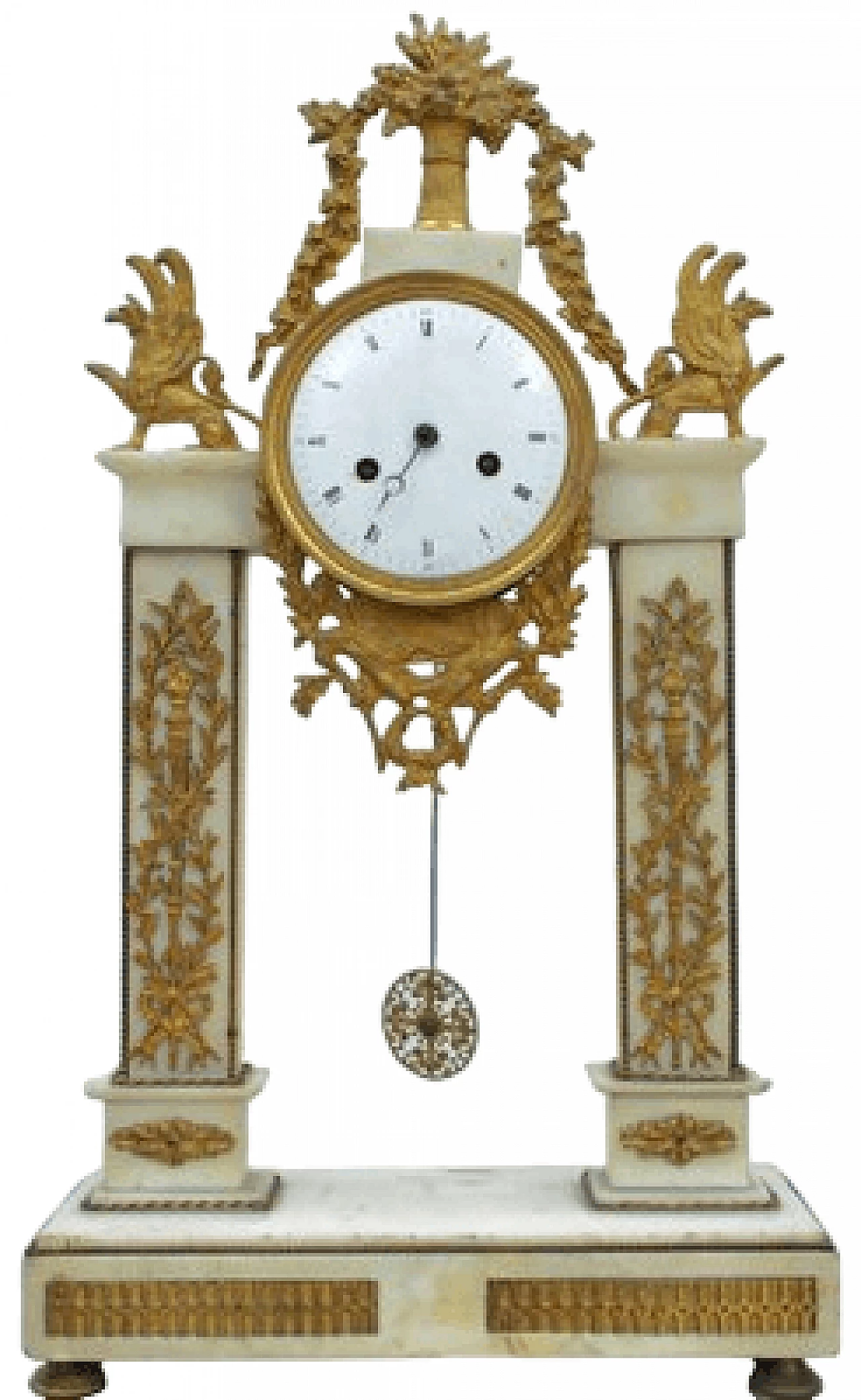 Louis XVI white marble and gilded bronze table clock, 18th century 13