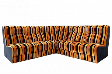 Striped chenille modular corner sofa, 1950s