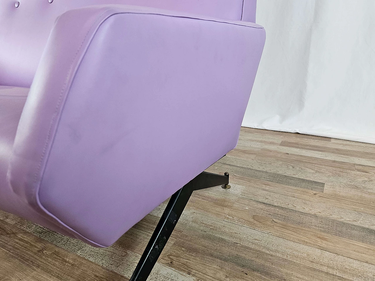 Two-seater lilac skai and iron sofa, 1950s 20