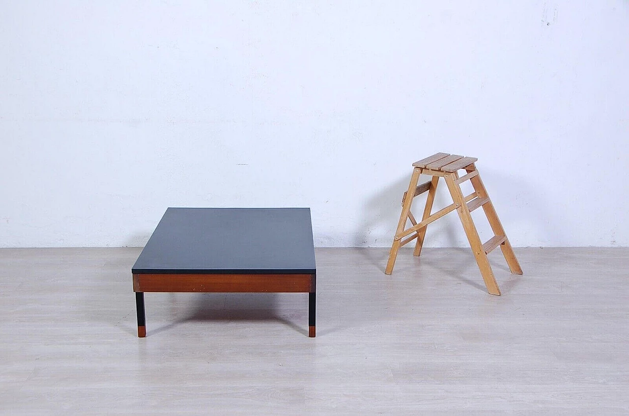 Two-tone wood, iron and formica coffee table, 1960s 1