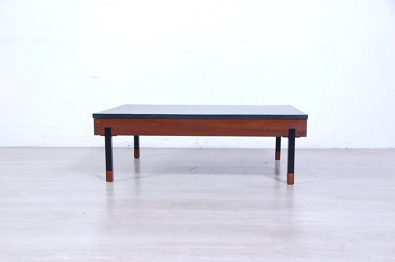 Two-tone wood, iron and formica coffee table, 1960s 3